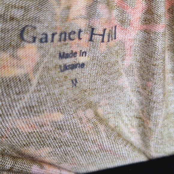 Garnet Hill Gathered Knit Artist Tee Top Medium Tencel Lyocell Forest Boho Leaf - Picture 4 of 8